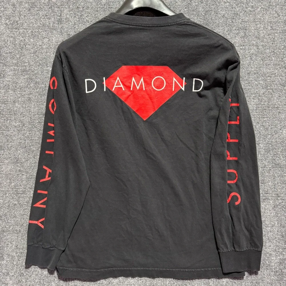 Vintage Diamond Supply Co.‎ Mens Long Sleeve T-Shirt Graphic Black Red Skate USA